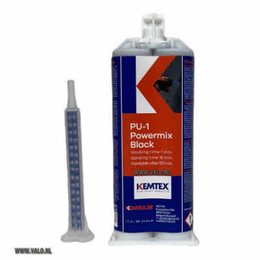 2K lijm PU-1 Kemfix 1 min Zwart - 50 ml