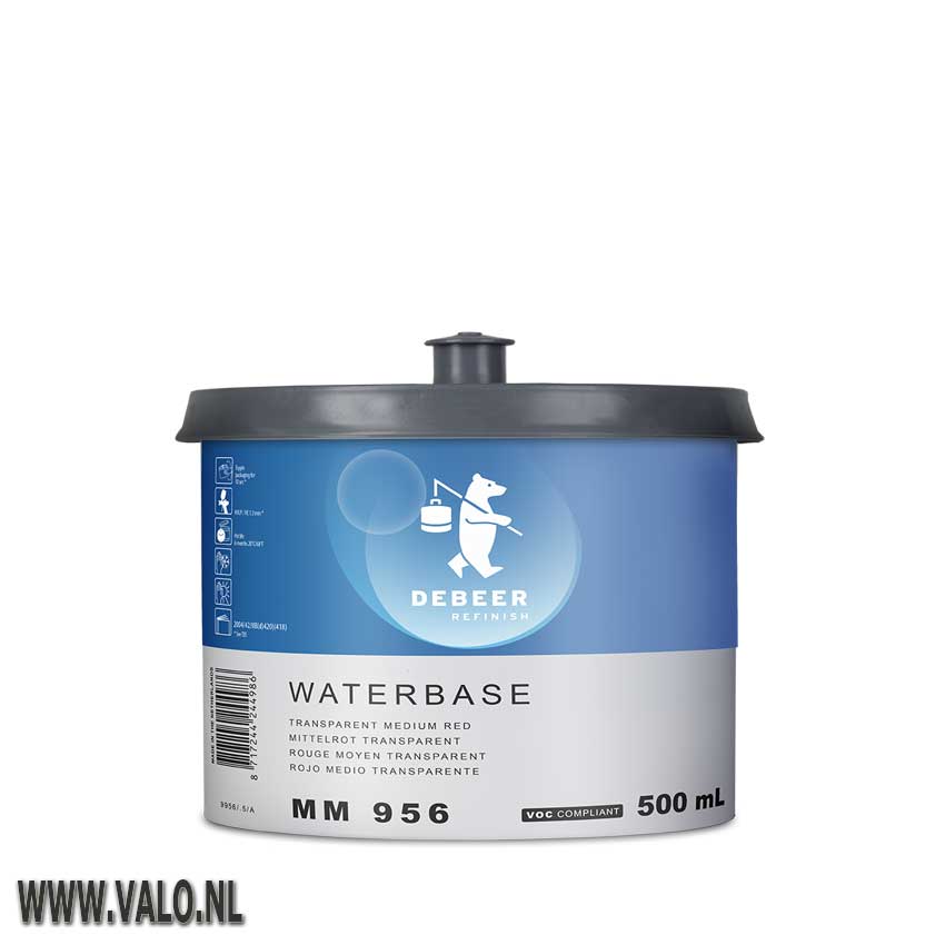 DEBEER MM956 Waterbase 900+ Transp med red 0,5 liter