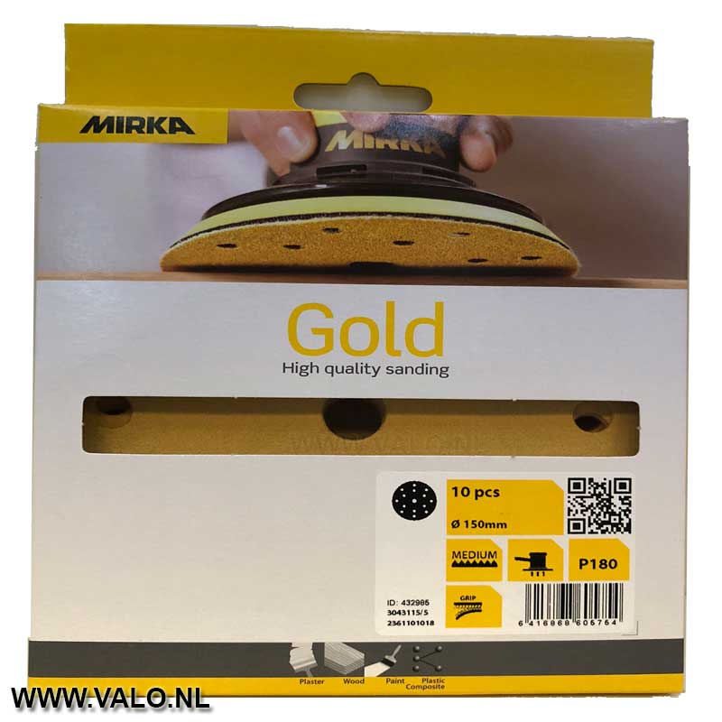 Woordenlijst thuis Poging Schuurschijven 150 mm Mirka Gold verpakt per 10 Schijven @ Valo Trading  Ridderkerk