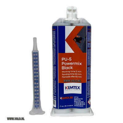 2K lijm PU-5 Kemfix 5 min Zwart - 50 ml