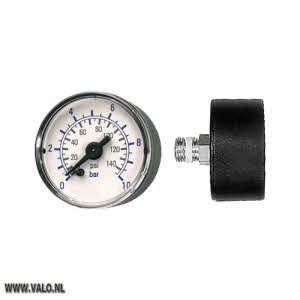 Manometer 40 mm 0-10 bar achteraansluiting 1/8"